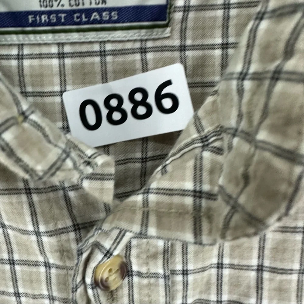 True Identity Short Sleeve Plaid Button Up Shirt Men’s 2XL Beige